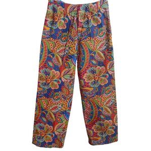 1OF1 25x25 Vintage 1970s Boho Floral Paisley Wide Leg Pants Side Zipper Handmade